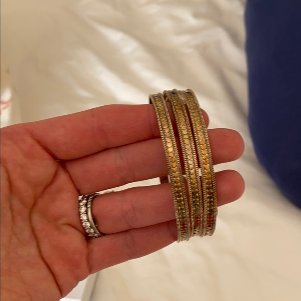 Anna beck 14 kt played gold bangles